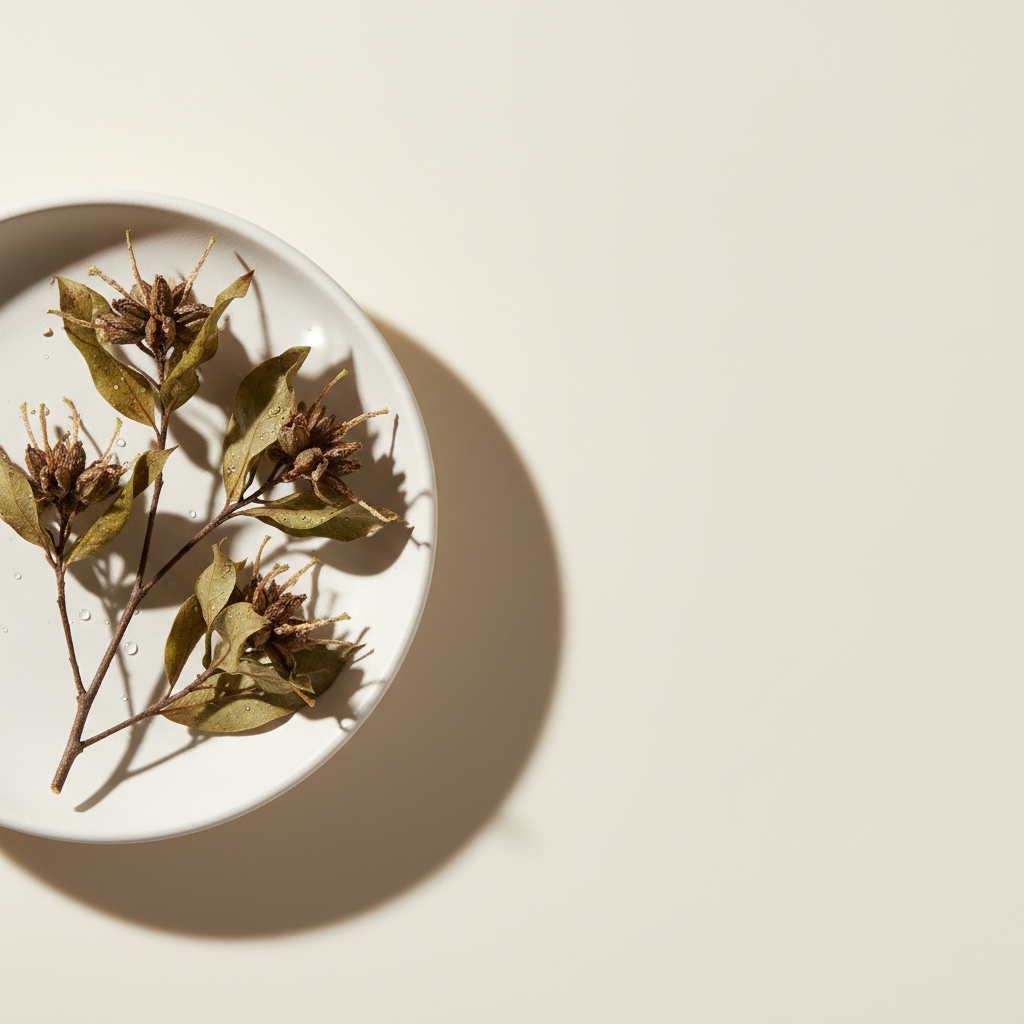 Natural Hamamelis Virginiana Witch Hazel Water bottle, fresh leaves, soothing skincare benefits