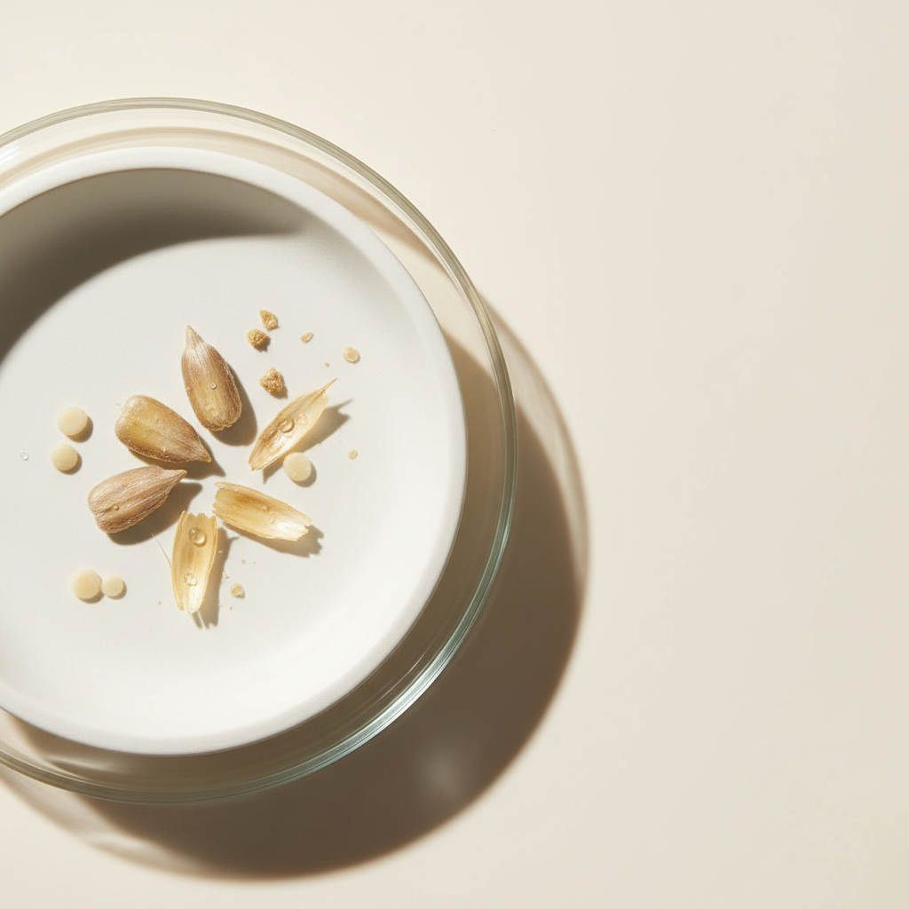 Golden, smooth Helianthus Annuus seed wax, a natural cosmetic ingredient